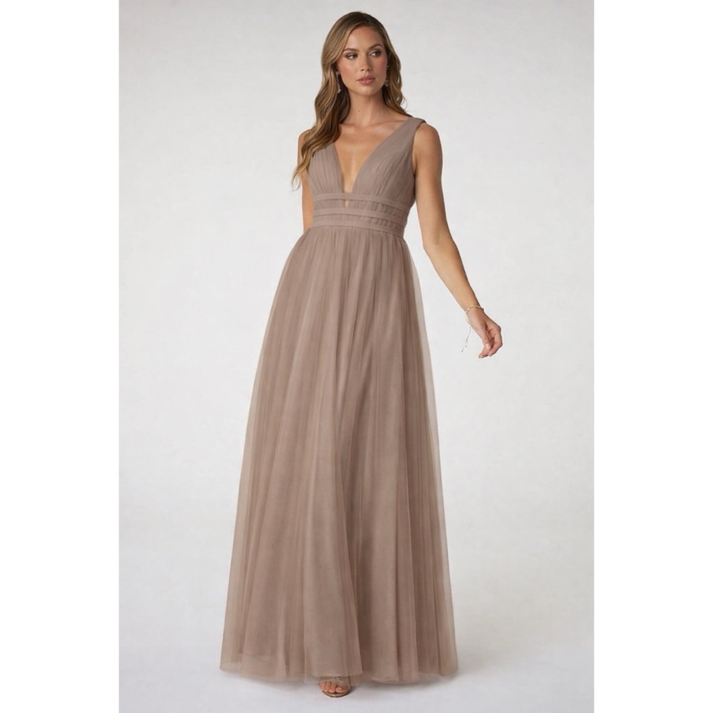 Azazie Katana Taupe Bridesmaid Dress Custom Size Floor Length Formal Gown